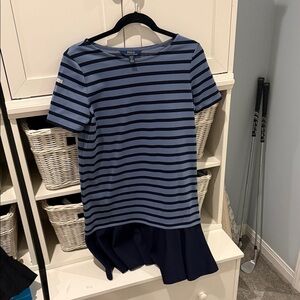 RALPH LAUREN Blue Striped Short Sleeve Dress